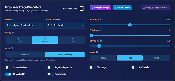 AI Image Parameters - Configure AI image generation settings