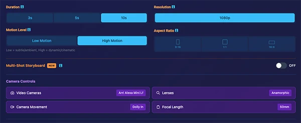 AI Video Parameters - Configure video generation settings